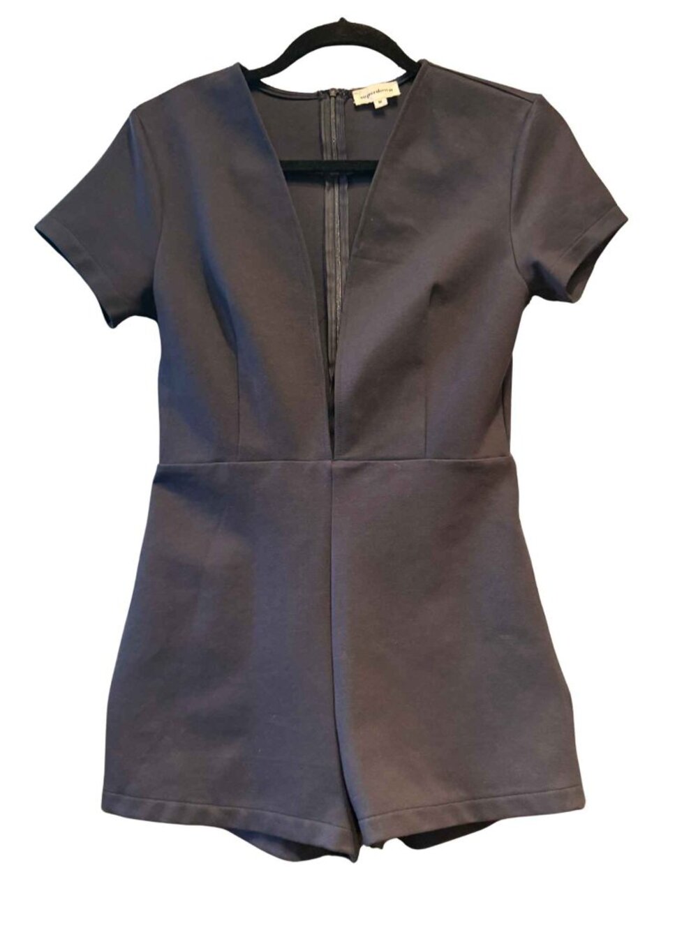Superdown Navy Blue Deep V-Neck Romper Size Medium - Ponte Fabric